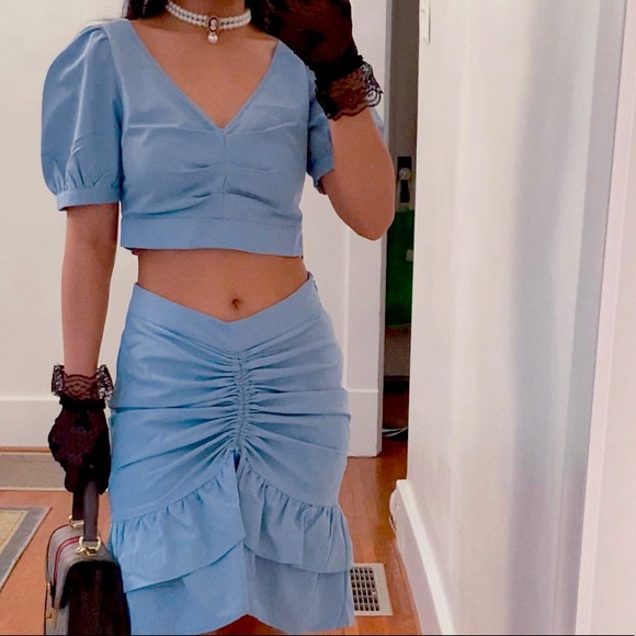 Cropped puff sleeve top & Drawstring ruffle skirt - Picture 7 of 7